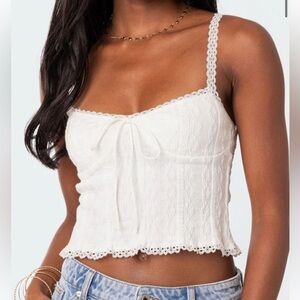 Edikted Lacey knit tank top (white)